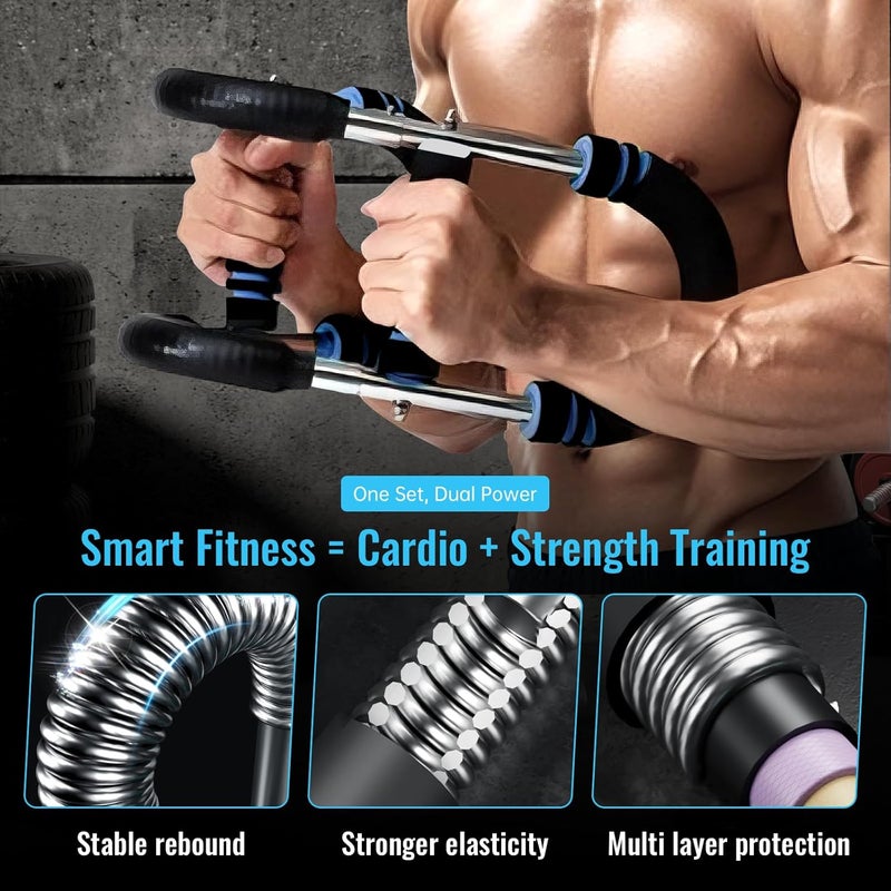 CCBLZLL Twister Arm Trainer – Adjustable Resistance 30-120lbs Chest Workout Equipment with 4 Springs, Jump Rope & Wrist Guards for Upper Body Strength & Muscle Training at Home - Image 4